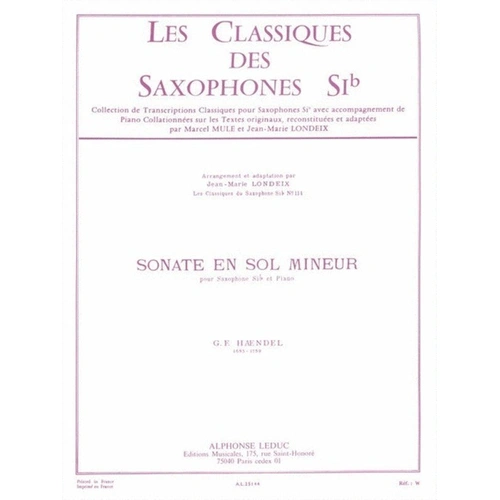 Handel - Sonata in G Minor for Tenor Saxophone and Piano