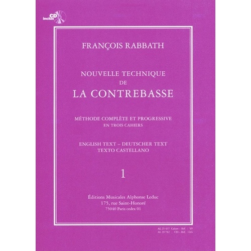 Rabbath New Technique for Double Bass Vol 1 BK/CD by Francois Rabbath - Alphonse Leduc