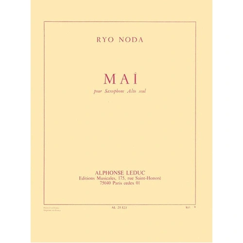 Mai for Alto Saxophone Solo by Ryo Noda