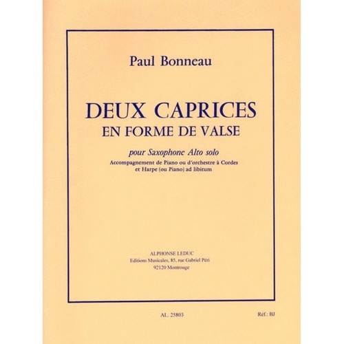 Bonneau - 2 Caprices En Forme De Valse Alto Sax/Piano (Softcover Book)