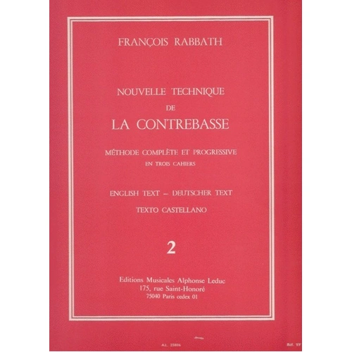 Rabbath New Technique for Double Bass Vol 2 by Francois Rabbath