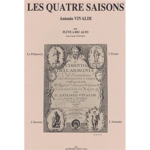 Vivaldi - Four Seasons For Treble Recorder (Softcover Book)