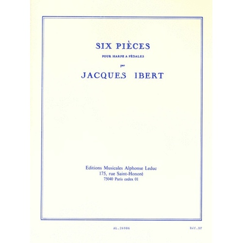 Ibert - 6 Pieces For Harp (Softcover Book)