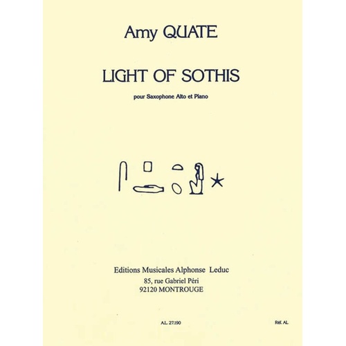 Quate - Light Of Sothis For Alto Sax/Piano (Softcover Book)