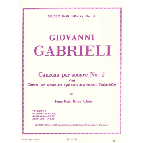 Gabrieli - Canzona Per Sonare No 2 Brass Choir (Music Score/Parts)