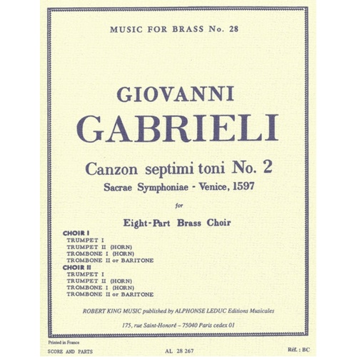 Gabrieli - Canzon Noni Toni Brass Ensemble Score/Parts 