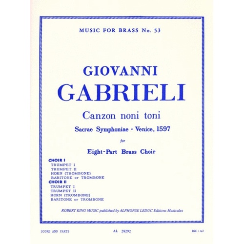 Gabrieli - Canzon Noni Toni Brass Ensemble Score/Parts 
