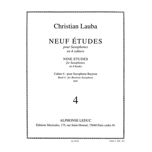Lauba - 9 Etudes Vol 41 For Baritone Sax (Softcover Book)