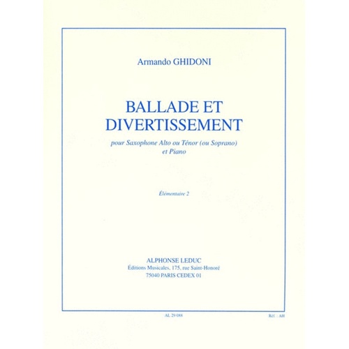 Ghidoni - Ballade And Divertissement Alto Sax/Piano (Softcover Book)