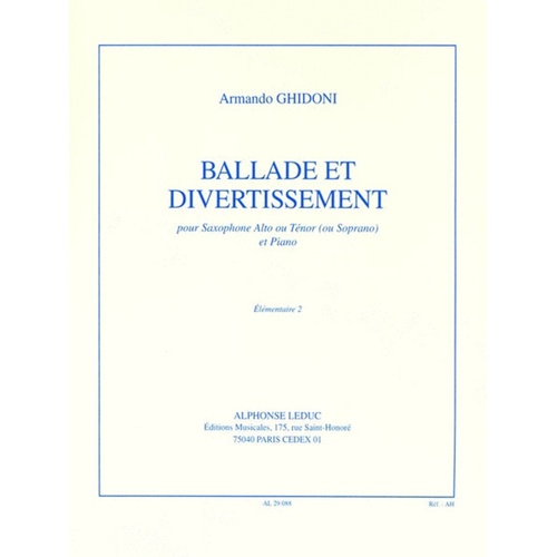 Ghidoni - Ballade And Divertissement Alto Sax/Piano (Softcover Book)