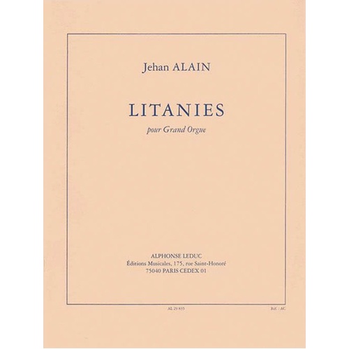 Alain - Litanies Pour Grand Organ (Softcover Book)