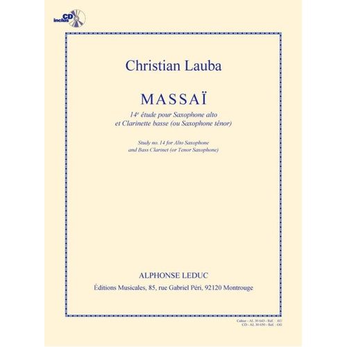 Lauba - Massia Study No 14 for Alto Sax/Bass Clarinet BK/CD