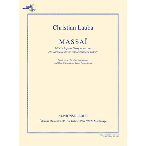 Lauba - Massia Study No 14 for Alto Sax/Bass Clarinet BK/CD
