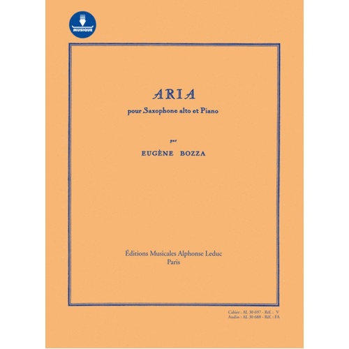 Bozza - Aria Alto Sax/Piano Dl (Softcover Book/Online Audio)