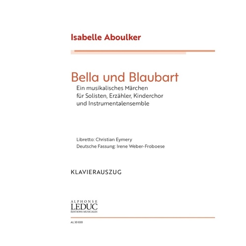 Aboulker - Bella Und Blaubart Vocal Score