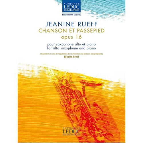 Rueff - Chanson et Passepied Op. 16 for Alto Saxophone and Piano