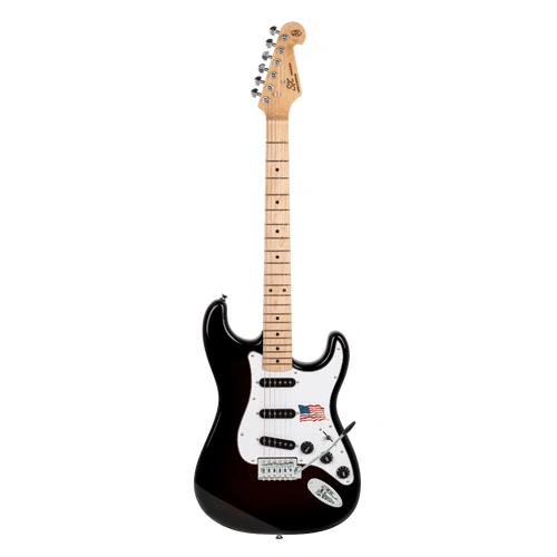 SX ALD2B Electric Guitar with Solid American Alder Body - Black