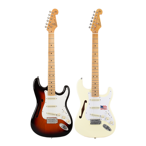 SX Alder Semi-Hollow Electric Guitar with Maple Neck and 3 Single Coil Pickups