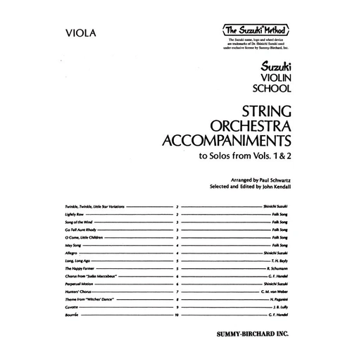 String Orchestra Accompaniments to Solos Vol 1 & 2 for Viola by Paul Schwartz