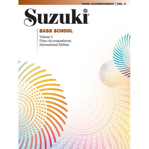 Suzuki Bass School Vol. 3 Piano Accompaniment by Dr. Shinichi Suzuki - 32 Pages, Double Bass, Alfred Music, Includes Various Classical Titles