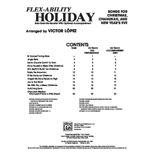 Flex-Ability Holiday - French Horn Arranged by Victor Lopez, 24 Pages, Alfred Music, Horn in F