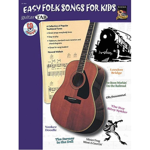 Easy Folk Songs For Kids Book/CD Guitar TAB 
