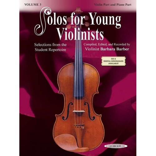 Solos for Young Violinists Vol 3 Violin and Piano by Barbara Barber