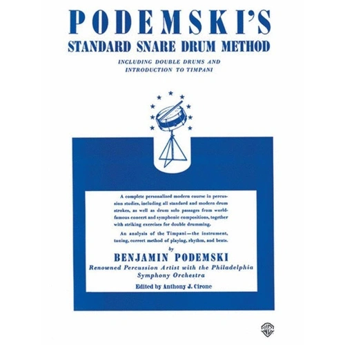 Podemski's Standard Snare Drum Method by Alfred Music, 96 Pages, Modern Course in Percussion Studies, Includes Timpani Analysis