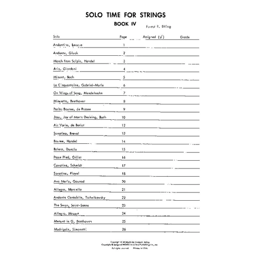 Solo Time for Strings Book 4 Violin by Forest Etling, Alfred Music, 28 Pages, Suitable for Class or Individual Instruction