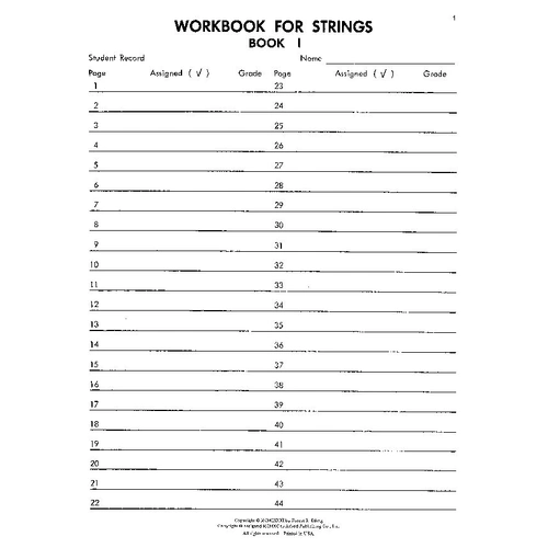Workbook for Strings Book 1 for Cello by Forest Etling - 48 Pages, Alfred Music