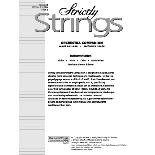 Strictly Strings Book 3 Conductor's Score for String Orchestra