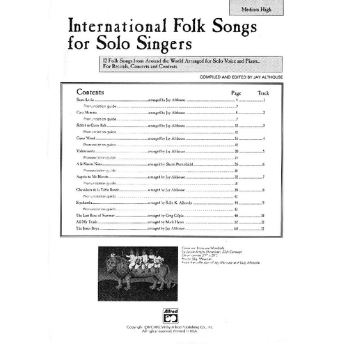 International Folk Songs for Solo Singers - Medium High Voice