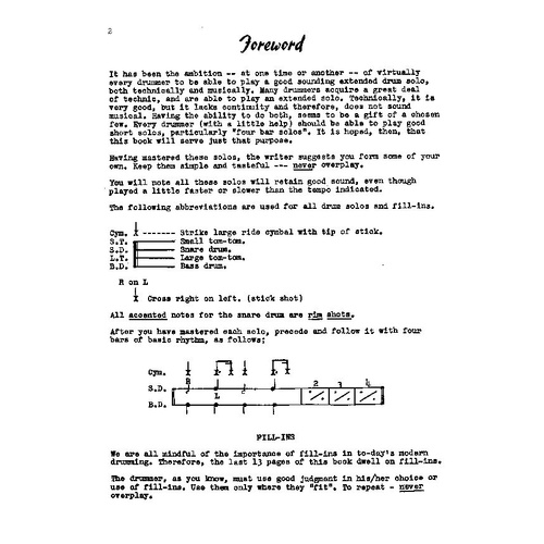 Drum Solos and Fill-Ins for the Progressive Drummer Book 1 by Ted Reed, 32 Pages, Alfred Music