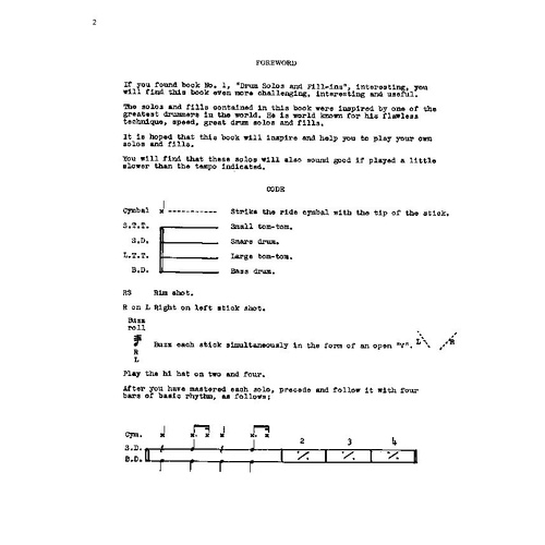 Drum Solos and Fill-Ins for the Progressive Drummer Book 2 by Ted Reed, 32 pages, Alfred Music, designed for beginning drum students.
