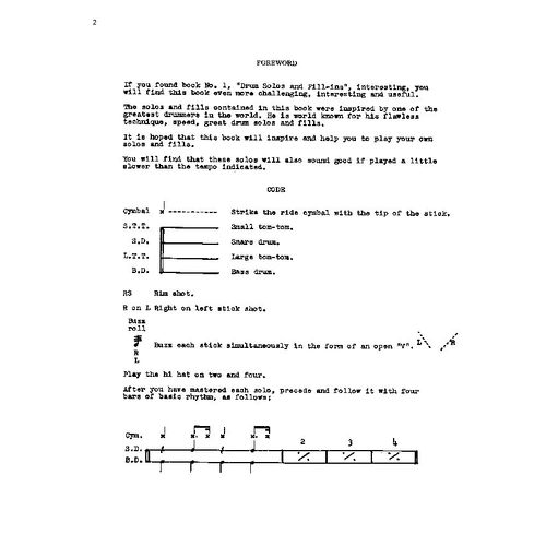Drum Solos and Fill-Ins for the Progressive Drummer Book 2 by Ted Reed, 32 pages, Alfred Music, for beginning drum students.