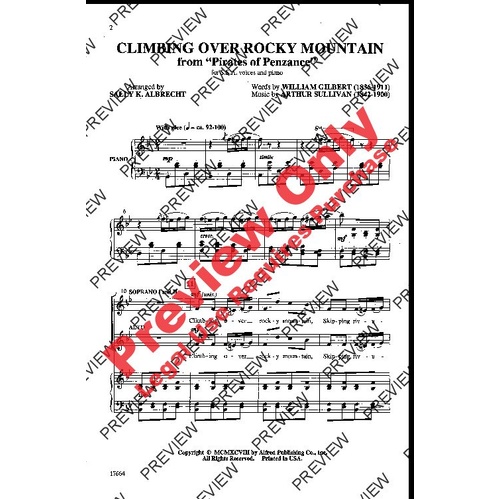 Climbing Over Rocky Mountain (From Pirates of Penzance) - Choral Arrangement by Sally K. Albrecht, Alfred Music, 12 Pages, Alfred Choral Designs
