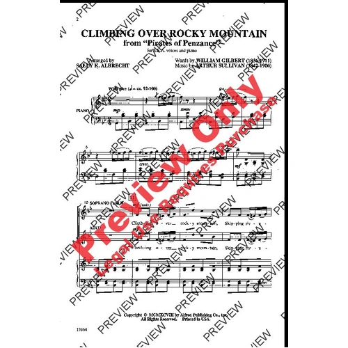 Climbing Over Rocky Mountain - Choral Arrangement from Pirates of Penzance by Albrecht, Alfred Music, 12 Pages, SSA/PIANO