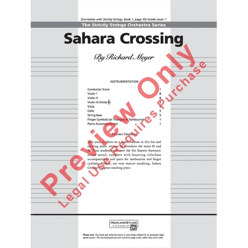 Sahara Crossing for String Orchestra by Richard Meyer - 74 Pages - Highland/Etling Strictly Strings