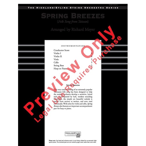 Spring Breezes for String Orchestra SO2 SC/PTS by Richard Meyer