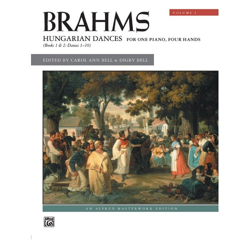 Brahms - Hungarian Dances Vol 1 Piano Duet, Alfred Masterwork Edition, 96 Pages