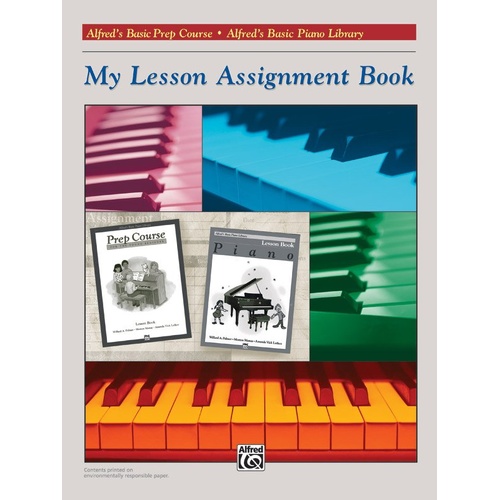 ABP My Lesson Assignment Book for Piano, 64 Pages with Weekly Assignment Charts and Music Dictionary