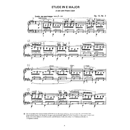 Chopin - Etude in E Major Op. 10 No. 3 for Piano, Alfred Masterwork Edition, 8 Pages, Includes Biographical Sketch and Performance Suggestions
