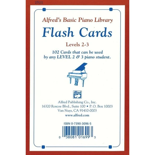 Alfred's Basic Piano Flash Cards Levels 2 & 3, 102 Cards for Note Recognition, Scales, Chords, and More