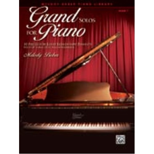 Grand Solos for Piano Book 1 by Melody Bober, 24 pages, early elementary level, with optional duet accompaniments. Published by Alfred Music.