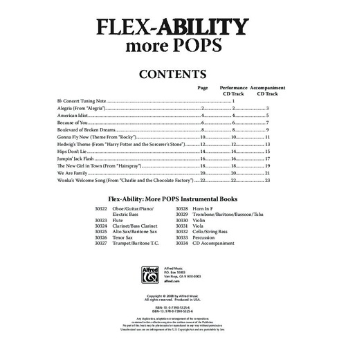 Flex-Ability More Pops Tenor Saxophone by Victor Lopez, Alfred Music, 24 Pages, Woodwind Category