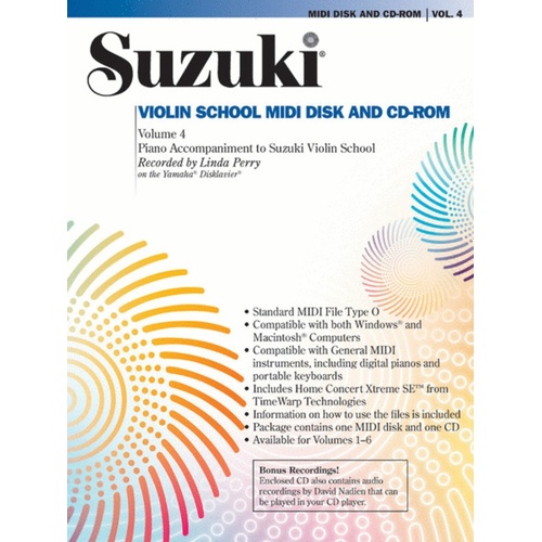 Suzuki Violin School Book 4 Midi CDr Piano Acc Book