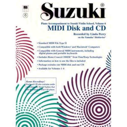 Suzuki Violin School Book 6 Midi CDr Piano Acc Book
