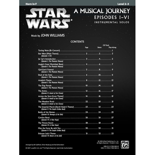 Star Wars A Musical Journey Episodes I-VI for Horn