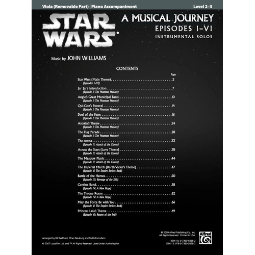 Star Wars A Musical Journey Episodes I-VI for Viola