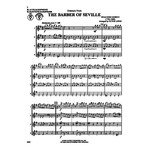 Flex-Ability Classics for Alto/Baritone Saxophone by Victor Lopez, 24 Pages, Alfred Music, Woodwind Ensemble Arrangements